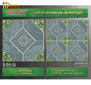 GẠCH LÁT SÂN VƯỜN 50X50 HÌNH THOI XÁM BÔNG CỎ 5020 CAO CẤP GIÁ RẺ