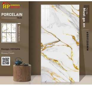 GẠCH LÁT NỀN 60X120 TRẮNG VÂN CHỈ VÀNG 12684 CAO CẤP GIÁ RẺ