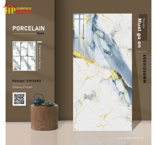 GẠCH LÁT NỀN 60X120 TRẮNG VÂN XANH CHỈ VÀNG 12682 CAO CẤP GIÁ RẺ