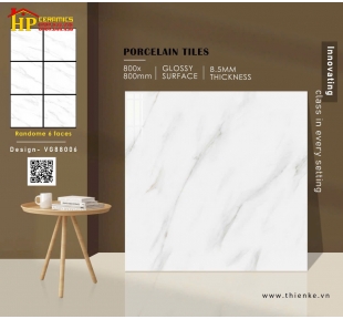 GẠCH LÁT NỀN 80X80 TRẮNG VÂN KHÓI LỚN 88006 CAO CẤP GIÁ RẺ