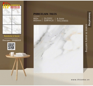GẠCH LÁT NỀN 80X80 TRẮNG VÂN LOANG ĐEN VÀNG 88003 CAO CẤP GIÁ RẺ