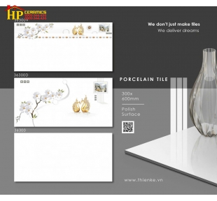 GẠCH ỐP TƯỜNG 30X60 TRẮNG TRƠN ĐÁ BÓNG ĐIỂM 2 THIÊN NGA VÀNG 36301 CAO CẤP GIÁ RẺ
