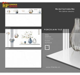 GẠCH ỐP TƯỜNG 30X60 TRẮNG VÂN KHÓI ĐIỂM BÔNG SỨ TRẮNG 36301 CAO CẤP GIÁ RẺ