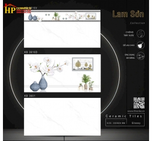 GẠCH ỐP TƯỜNG 30X60 TRẮNG VÂN KHÓI ĐIỂM BÌNH BÔNG SỨ XANH 3616 CAO CẤP GIÁ RẺ