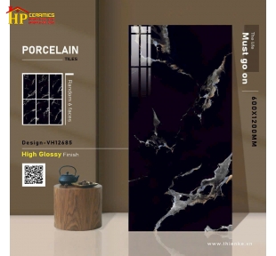 GẠCH LÁT NỀN 60X120 ĐEN VÂN ĐÁ MABLE 12685 CAO CẤP GIÁ RẺ