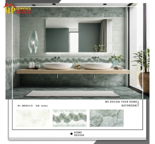GẠCH ỐP TƯỜNG 30X60 VÂN ĐÁ XANH NGỌC ĐẬM LỢT ĐIỂM BÔNG DÂY 98878 CAO CẤP GIÁ RẺ