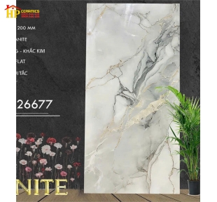 GẠCH LÁT NỀN 60X120 VÂN ĐÁ CHỈ VÀNG KHẮC KIM 126677 CAO CẤP GIÁ RẺ