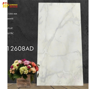 GẠCH LÁT NỀN 60X120 TRẮNG VÂN KHÓI KEM VÀNG 12608 CAO CẤP GIÁ RẺ