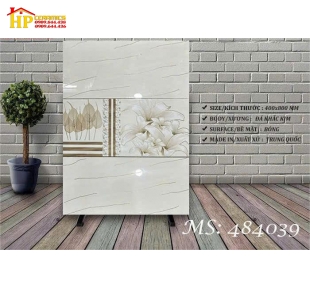 GẠCH ỐP TƯỜNG 40X80 VÂN ĐÁ KEM VÀNG ĐIỂM BÔNG LY KHẮC KIM 484039 CAO CẤP GIÁ RẺ