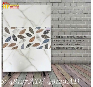 GẠCH ỐP TƯỜNG 40X80 TRẮNG VÂN ĐÁ ĐIỂM CHIẾC LÁ 48127 CAO CẤP GIÁ RẺ