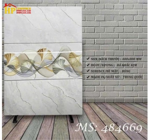 GẠCH ỐP TƯỜNG 40X80 VÂN ĐÁ XÁM ĐIỂM BÔNG DÂY KHẮC KIM 484669 CAO CẤP GIÁ RE