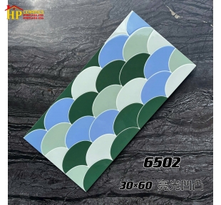 GẠCH TRANG TRÍ 30X60 VẨY CÁ XANH 3 MÀU 6502 CAO CẤP GIÁ RẺ