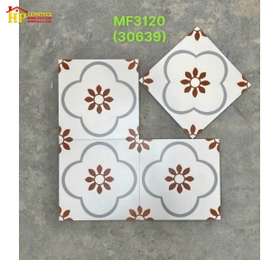 GẠCH BÔNG 30X30 TRẮNG HOA VĂN NÂU CỔ ĐIỂN 3120 CAO CẤP GIÁ RẺ