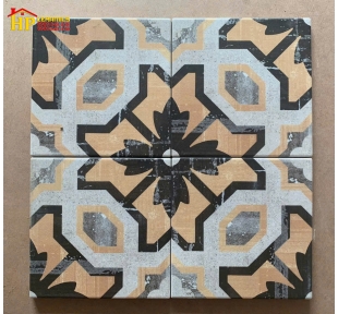 GẠCH BÔNG 20X20 HOA VĂN GHÉP NÂU XÁM CỔ XƯA CAO CẤP GIÁ RẺ