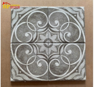 GẠCH BÔNG 20X20 HOA VĂN GHÉP TRÒN BÔNG NÂU XÁM CAO CẤP GIÁ RẺ