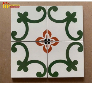 GẠCH BÔNG 20X20 HOA VĂN XANH NỀN TRẮNG CỔ ĐIỂN CAO CẤP GIÁ RẺ