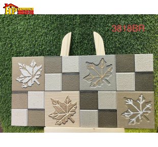 GẠCH TRANG TRÍ 30X60 SẮC MÀU KEM VÀ NÂU HỌA TIẾT CHIẾC LÁ 3D NHẬP KHẨU CAO CẤP