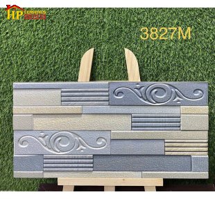 GẠCH TRANG TRÍ 30X60 SẮC XANH VÀ KEM VÀNG HỌA TIẾT ĐÁ GHÉP SOLE 3D NHẬP KHẨU CAO CẤP