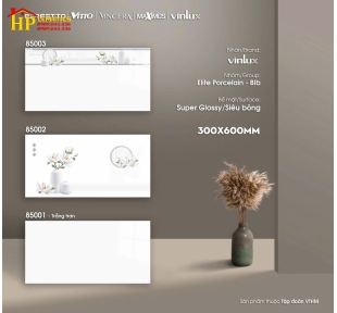 GẠCH ỐP TƯỜNG 30X60 TRẮNG TRƠN ĐIỂM BÌNH BÔNG HOA TRẮNG SIÊU BÓNG 85003 CAO CẤP GIÁ RẺ