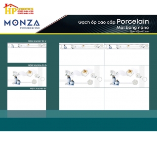 GẠCH ỐP TƯỜNG 30X60 TRẮNG TRƠN ĐIỂM BÌNH BÔNG XANH SIÊU BÓNG 185S5 CAO CẤP GIÁ RẺ