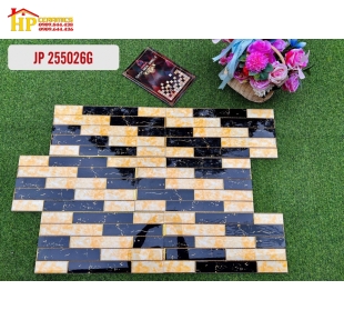 GẠCH TRANG TRÍ 25X50 KIỂU XÂY GẠCH ĐEN VÀNG KHẮC KIM 255026G CAO CẤP GIÁ RẺ