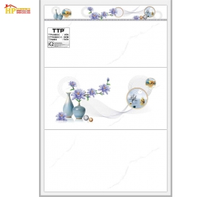 GẠCH ỐP TƯỜNG 40X80 TRẮNG VÂN KHÓI ĐIỂM BÌNH BÔNG HOA TÍM XANH CAO CẤP GIÁ RẺ