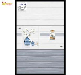 GẠCH ỐP TƯỜNG 40X80 VÂN SỌC 3D XÁM ĐẬM LỢT ĐIỂM BÌNH BÔNG XANH 48409 CAO CẤP GIÁ RẺ