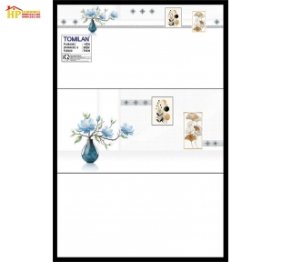 GẠCH ỐP TƯỜNG 40X80 TRẮNG TRƠN ĐIỂM BÔNG XANH 48400C CAO CẤP GIÁ RẺ