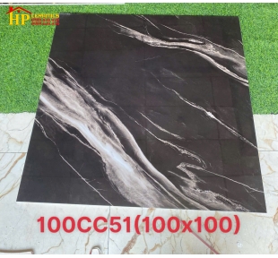 GẠCH LÁT NỀN 100X100 ĐEN TIA CHỚP 100CC51 CAO CẤP