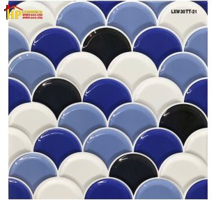 GẠCH TRANG TRÍ 30X30 MÀU XANH ĐEN TRẮNG HỌA TIẾT VẢY CÁ CAO CẤP GIÁ RẺ