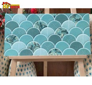 GẠCH TRANG TRÍ 30X60 SẮC XANH LỤC BẢO HỌA TIẾT VẢY CÁ 3D NHẬP KHẨU CAO CẤP