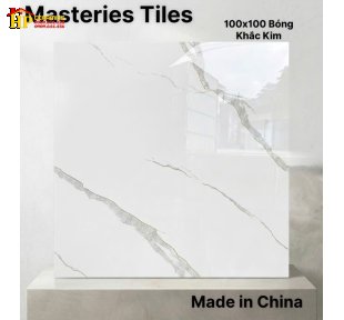 GẠCH LÁT NỀN 100X100 KHẮC KIM MÀU TRẮNG TINH KHÔI VÂN ĐÁ CALACATTA KHẮC KIM THƯỢNG HẠNG NHẬP KHẨU