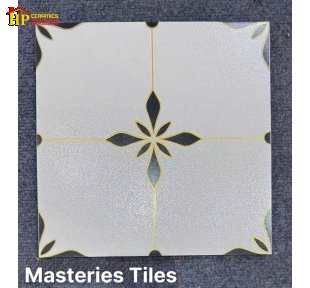 GẠCH LÁT NỀN 30X30 MÀU TRẮNG HỌA TIẾT HÌNH HOA 4 CÁNH ĐEN CHẠY VIỀN NHỦ VÀNG NHẬP KHẨU CAO CẤP