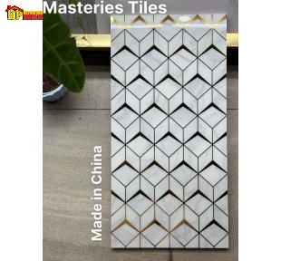 GẠCH TRANG TRÍ 30X60 MÀU TRẮNG VÂN MÂY HỌA TIẾT HÌNH HỌC LẬP PHƯƠNG 3D NHŨ VÀNG NHẬP KHẨU CAO CẤP