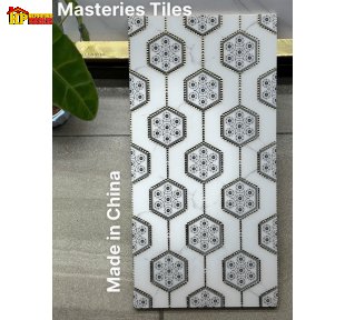 GẠCH TRANG TRÍ 30X60 MÀU TRẮNG VÂN KHÓI HỌA TIẾT TỔ ONG KHẮC KIM NHẬP KHẨU CAO CẤP