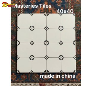 GẠCH BÔNG TRANG TRÍ 40X40 SẮC MÀU TRẮNG KEM HỌA TIẾT HOA BỐN CÁNH NẰM TRONG VÒNG TRÒN NHẬP KHẨU CAO CẤP