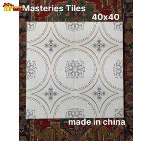 GẠCH TRANG TRÍ 40X40 SẮC MÀU TRẮNG HỌA TIẾT THẢM VÒNG TRÒN LỚN CÓ CỤM HOA 4 CÁNH CỔ ĐIỂN NHẬP KHẨU