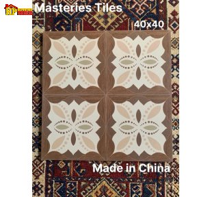 GẠCH TRANG TRÍ 40X40 MÀU NÂU HỌA TIẾT GIẢ GỖ VÀ CÁC HOA VĂN ĐỐI XỨNG NHẬP KHẨU CAO CẤP