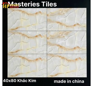 GẠCH ỐP TƯỜNG 40X80 KHẮC KIM SẮC MÀU TRẮNG SỮA HỌA TIẾT VÉN RẠN TỰ NHIÊN CỦA KHỐI NGỌC NHẬP KHẨU CAO CẤP