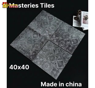 GẠCH TRANG TRÍ 40X40 TONE MÀU ĐEN THAN HOA VĂN BÔNG CỔ ĐIỂN NHẬP KHẨU CAO CẤP