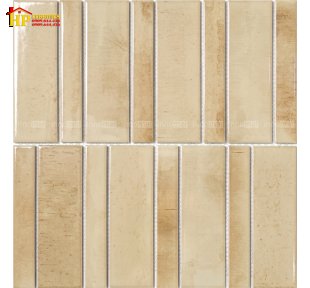 GẠCH TRANG TRÍ 268X290 VĨ MOSAIC ĐAN XEN 2 THANH 22X145 VÀ 45X145 MÀU KEM ĐẬM LỢT NHẬP KHẨU CAO CẤP
