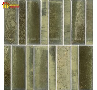 GẠCH TRANG TRÍ VĨ 268X290 MOSAIC GỐM SẮC XANH RÊU 2 THANH ĐAN XEN 22X145 VÀ 45X145 NHẬP KHẨU CAO CẤP