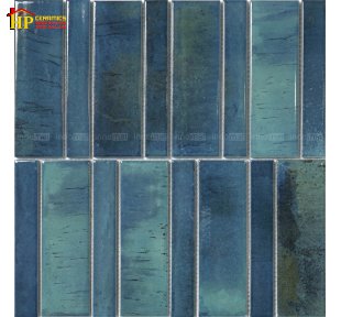 GẠCH TRANG TRÍ VĨ 268X290 MOSAIC GỐM SẮC XANH ĐẠI DƯƠNG GIỮA 2 THANH 22X145 VÀ 45X145 NHẬP KHẨU CAO CẤP