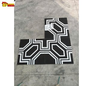 GẠCH THẢM 80X80 SẮC MÀU ĐEN HOA VĂN HÌNH HỌC UỐN LƯỢN MÀU TRẮNG NHẬP KHẨU CAO CẤP