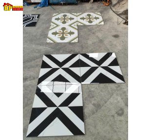 GẠCH TRANG TRÍ 80X80 SẮC MÀU TRẮNG HOA VĂN HÌNH HỌC ĐEN TRẮNG ĐAN XEN NHẬP KHẨU CAO CẤP