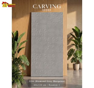 GẠCH LÁT NỀN 60X120 SẮC MÀU XÁM MỜ HỌA TIẾT ĐIÊU KHẮC BÔNG 3D NHẬP KHẨU CAO CẤP