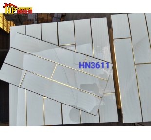 GẠCH TRANG TRÍ 30X60 SẮC MÀU TRẮNG SỮA HỌA TIẾT GIẢ GẠCH THẺ SOLE CHỈ VÀNG NHẬP KHẨU CAO CẤP