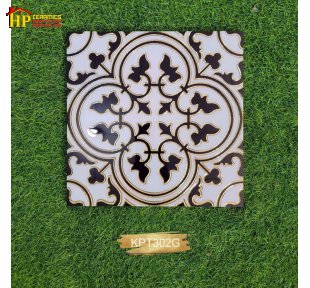 GẠCH TRANG TRÍ 30X30 MÀU TRẮNG ĐEN KHẮC KIM HỌA TIẾT BÔNG CỔ ĐIỂN NHẬP KHẨU CAO CẤP
