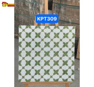 GẠCH TRANG TRÍ 30X30 SẮC MÀU TRẮNG HỌA TIẾT CÁC CÁNH HOA MÀU XANH NỐI NHAU TẠO THÀNH LƯỚI NHẬP KHẨU CAO CẤP
