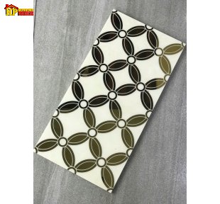 GẠCH TRANG TRÍ 30X60 MÀU TRẮNG HỌA TIẾT BÔNG 4 CÁNH NHỦ VÀNG TRÁNG GƯƠNG NHẬP KHẨU CAO CẤP